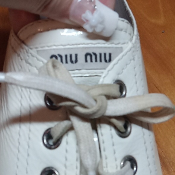 Miu Miu women's patent leather studded toe sneaker size 37.5 - Picture 11 of 12